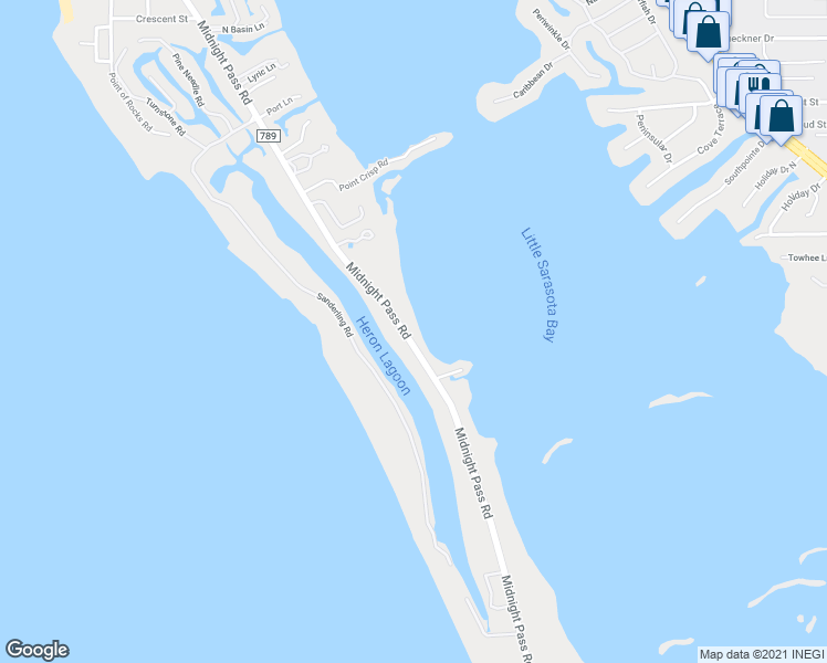 map of restaurants, bars, coffee shops, grocery stores, and more near 8009 Midnight Pass Road in Sarasota