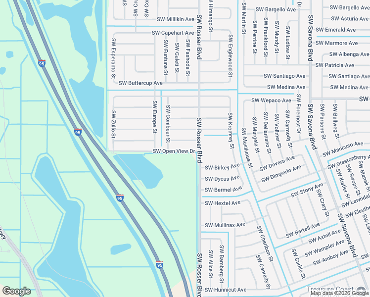 map of restaurants, bars, coffee shops, grocery stores, and more near 1749 Southwest Open View Drive in Port St. Lucie