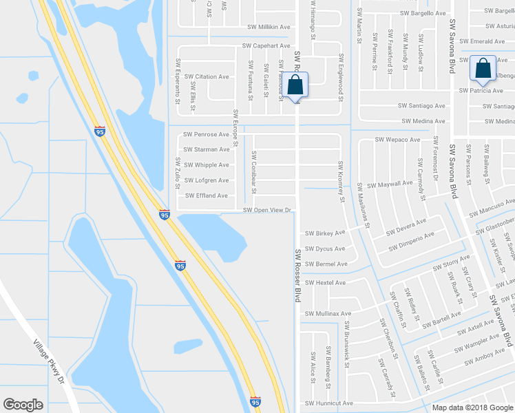 map of restaurants, bars, coffee shops, grocery stores, and more near 1773 Southwest Open View Drive in Port Saint Lucie