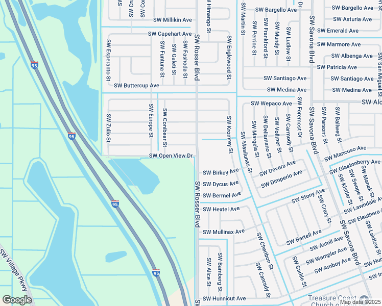 map of restaurants, bars, coffee shops, grocery stores, and more near 1709 Southwest Open View Drive in Port Saint Lucie