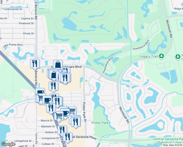 map of restaurants, bars, coffee shops, grocery stores, and more near 4012 Crockers Lake Boulevard in Sarasota