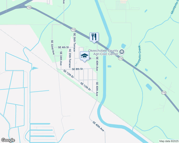 map of restaurants, bars, coffee shops, grocery stores, and more near 819 Southeast 39th Terrace in Okeechobee