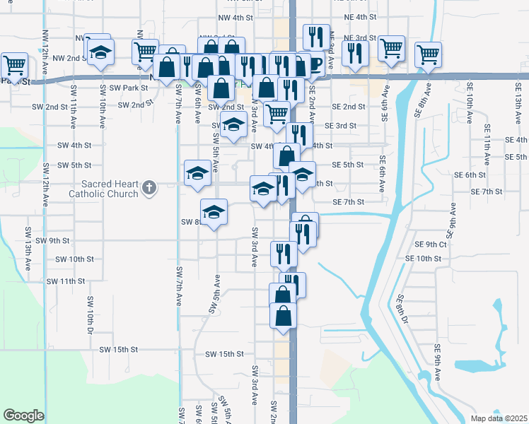 map of restaurants, bars, coffee shops, grocery stores, and more near 700 Southwest 2nd Avenue in Okeechobee