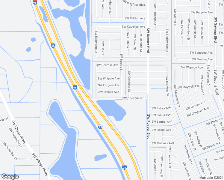 map of restaurants, bars, coffee shops, grocery stores, and more near 1833 Southwest Effland Avenue in Port Saint Lucie