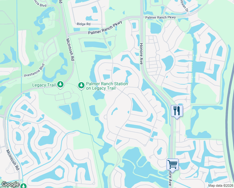 map of restaurants, bars, coffee shops, grocery stores, and more near 4716 Sweetmeadow Circle in Sarasota