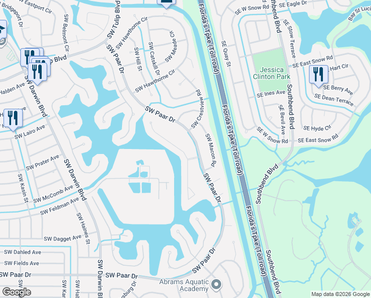 map of restaurants, bars, coffee shops, grocery stores, and more near 376 Southwest Vista Lake Drive in Port St. Lucie