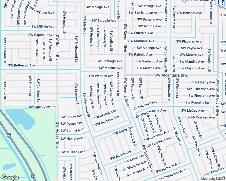 map of restaurants, bars, coffee shops, grocery stores, and more near 3571 Southwest Carmody Street in Port St. Lucie