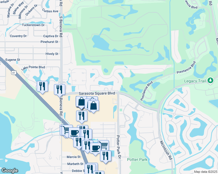 map of restaurants, bars, coffee shops, grocery stores, and more near in Sarasota County