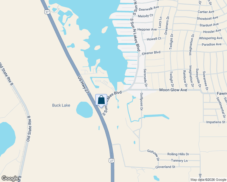 map of restaurants, bars, coffee shops, grocery stores, and more near Sun N Lakes Blvd in Lake Placid