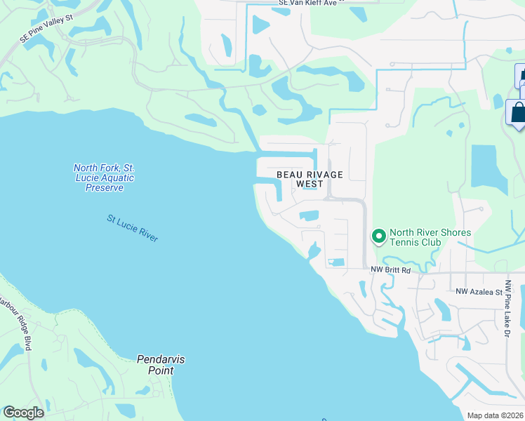map of restaurants, bars, coffee shops, grocery stores, and more near 2683 Northwest South Shore Road in Stuart