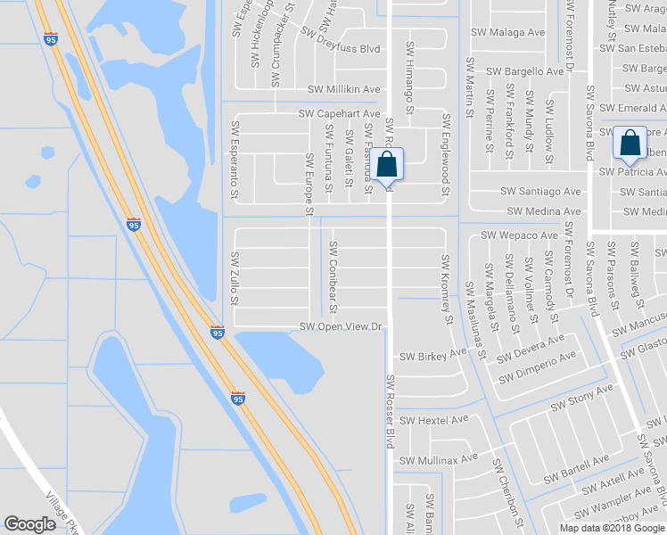 map of restaurants, bars, coffee shops, grocery stores, and more near 1799 Southwest Whipple Avenue in Port Saint Lucie