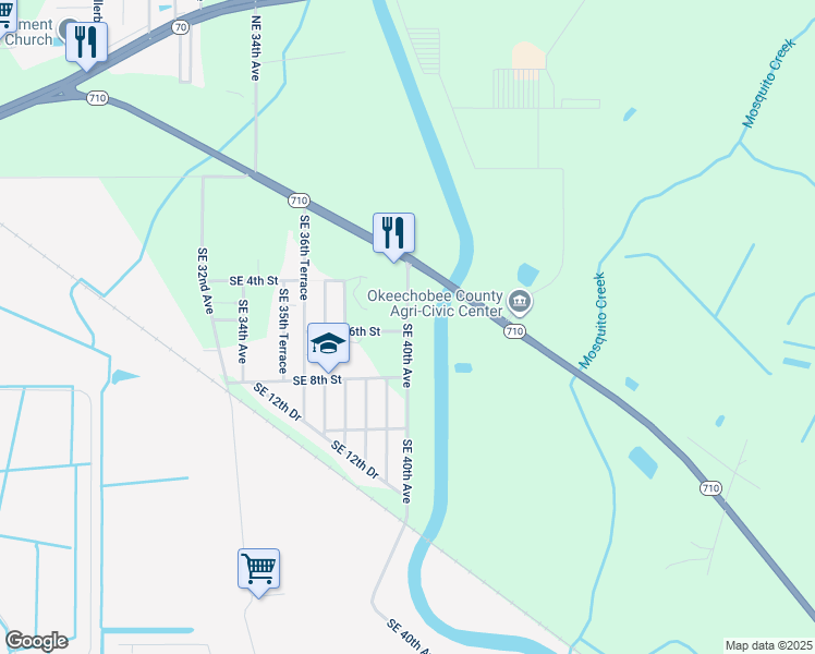 map of restaurants, bars, coffee shops, grocery stores, and more near 509 Southeast 40th Avenue in Okeechobee