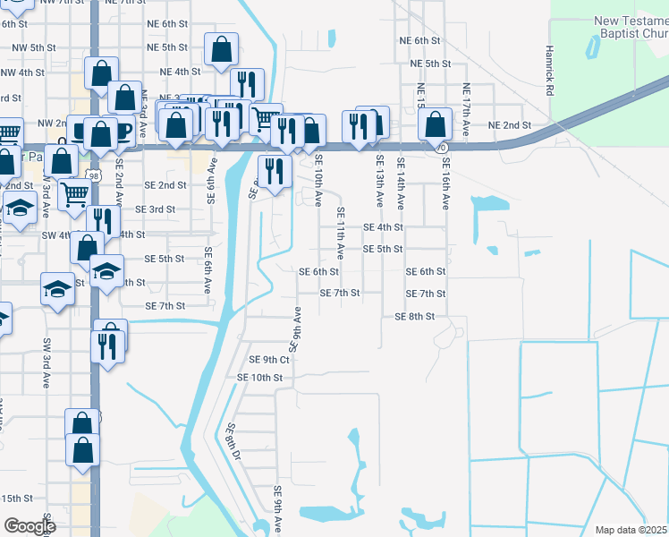 map of restaurants, bars, coffee shops, grocery stores, and more near 510 Southeast 11th Avenue in Okeechobee