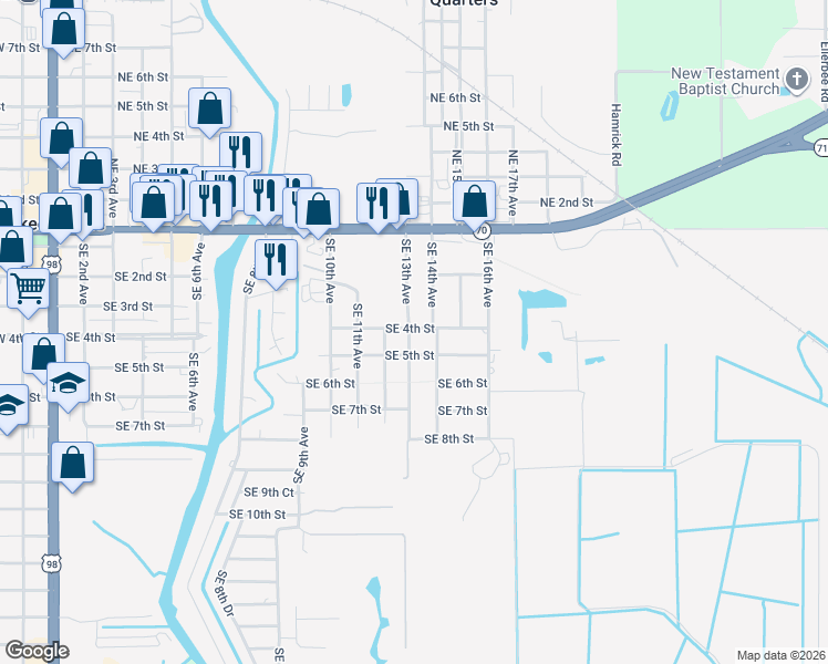 map of restaurants, bars, coffee shops, grocery stores, and more near 412 Southeast 13th Avenue in Okeechobee