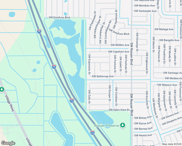 map of restaurants, bars, coffee shops, grocery stores, and more near 3452 Southwest Esperanto Street in Port St. Lucie