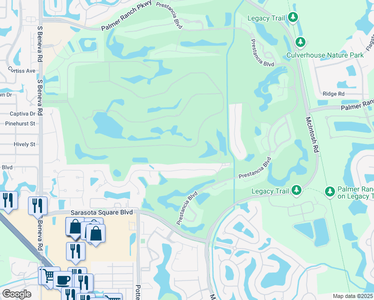 map of restaurants, bars, coffee shops, grocery stores, and more near 3904 Torrey Pines Boulevard in Sarasota