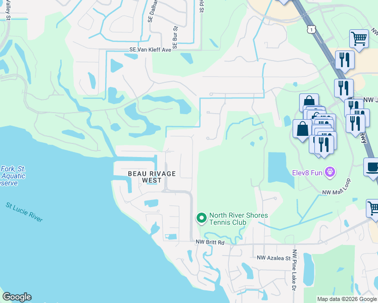map of restaurants, bars, coffee shops, grocery stores, and more near 12271 Florida Avenue in Stuart