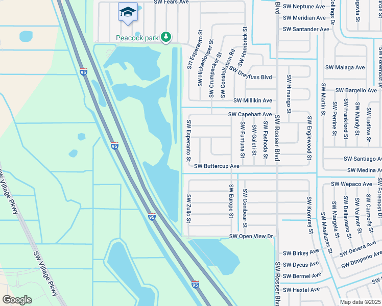 map of restaurants, bars, coffee shops, grocery stores, and more near 3441 Southwest Esperanto Street in Port St. Lucie