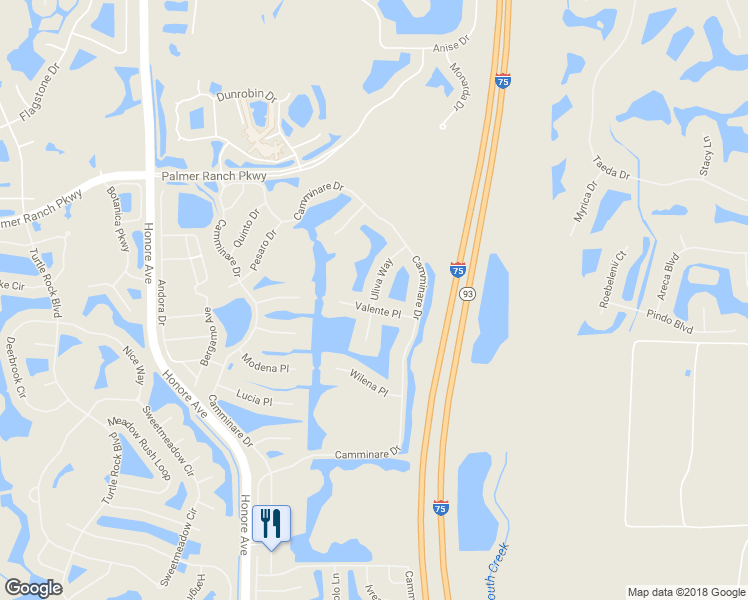 map of restaurants, bars, coffee shops, grocery stores, and more near 7717 Uliva Way in Sarasota