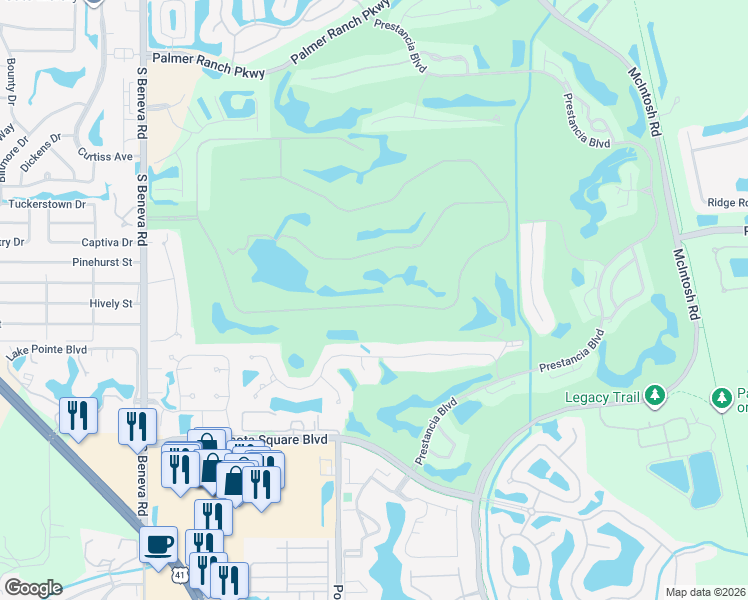 map of restaurants, bars, coffee shops, grocery stores, and more near 3834 Torrey Pines Boulevard in Sarasota
