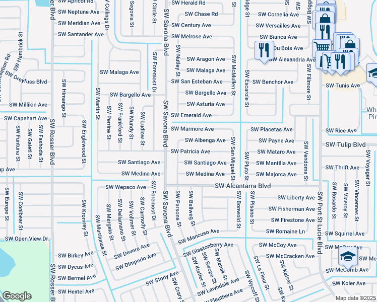 map of restaurants, bars, coffee shops, grocery stores, and more near in Port St. Lucie
