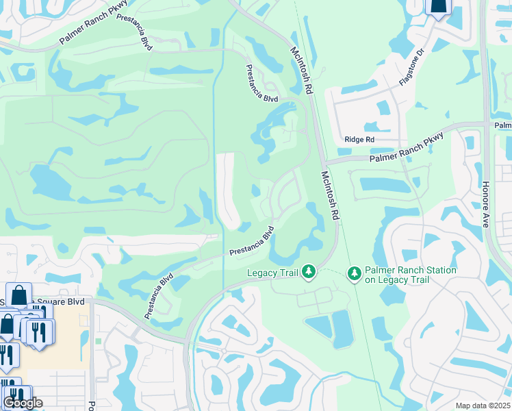 map of restaurants, bars, coffee shops, grocery stores, and more near 7742 Club Lane in Sarasota