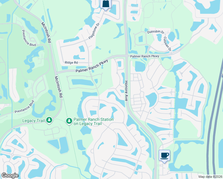 map of restaurants, bars, coffee shops, grocery stores, and more near 7527 Botanica Parkway in Sarasota