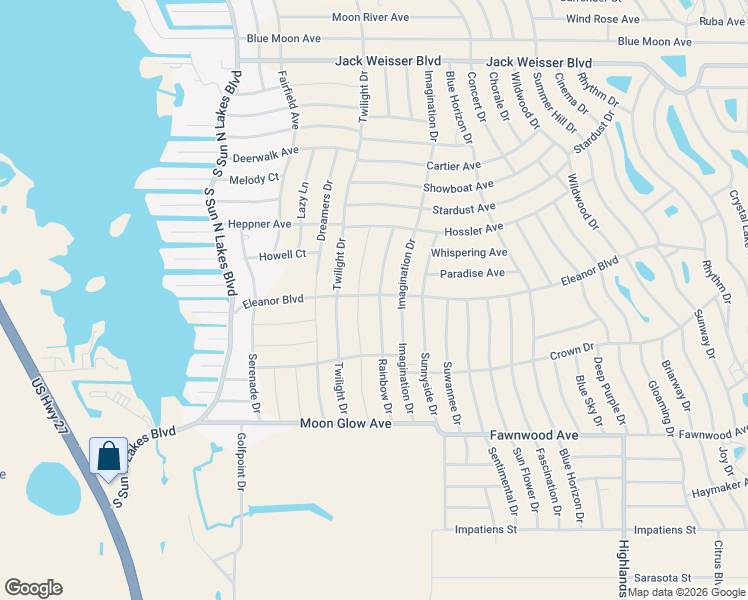 map of restaurants, bars, coffee shops, grocery stores, and more near 301 Blue Heaven Drive in Lake Placid