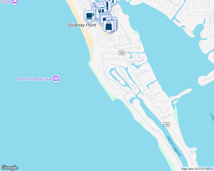 map of restaurants, bars, coffee shops, grocery stores, and more near 7333 Point of Rocks Road in Sarasota