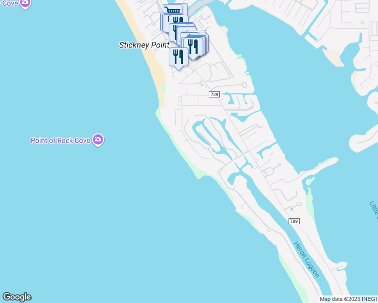 map of restaurants, bars, coffee shops, grocery stores, and more near 7333 Point of Rocks Road in Sarasota
