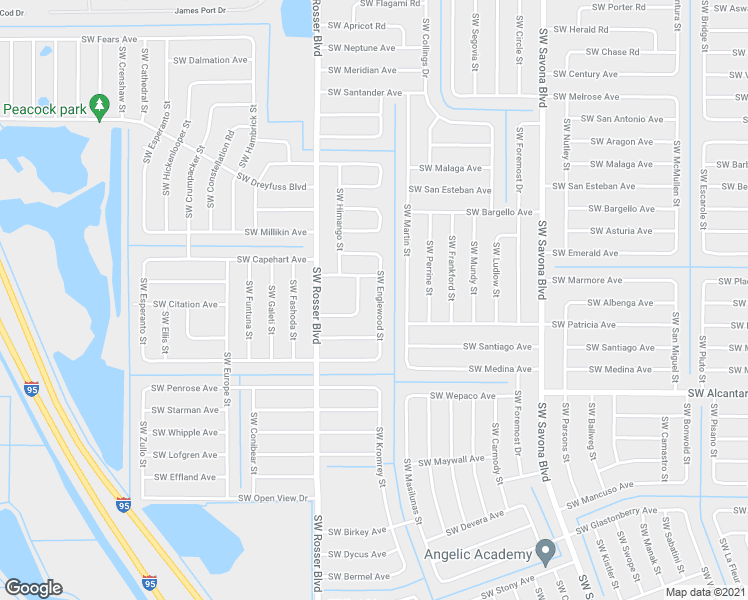 map of restaurants, bars, coffee shops, grocery stores, and more near 3442 Southwest Englewood Street in Port St. Lucie