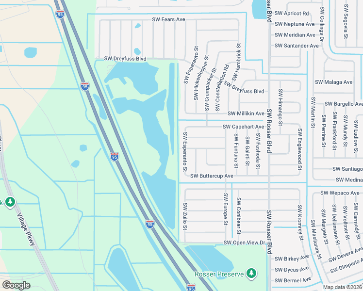 map of restaurants, bars, coffee shops, grocery stores, and more near 3398 Southwest Esperanto Street in Port St. Lucie