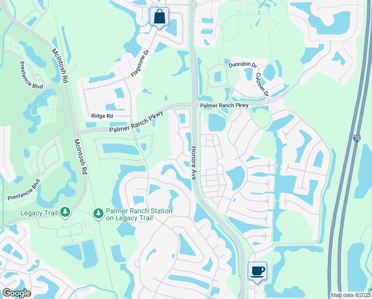map of restaurants, bars, coffee shops, grocery stores, and more near 7495 Botanica Parkway in Sarasota