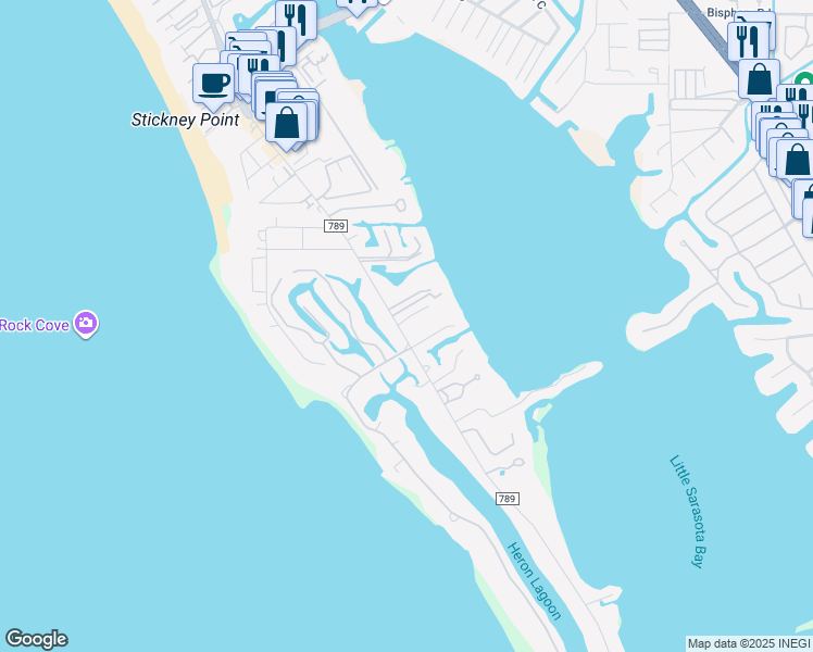 map of restaurants, bars, coffee shops, grocery stores, and more near 7319 Midnight Pass Road in Sarasota