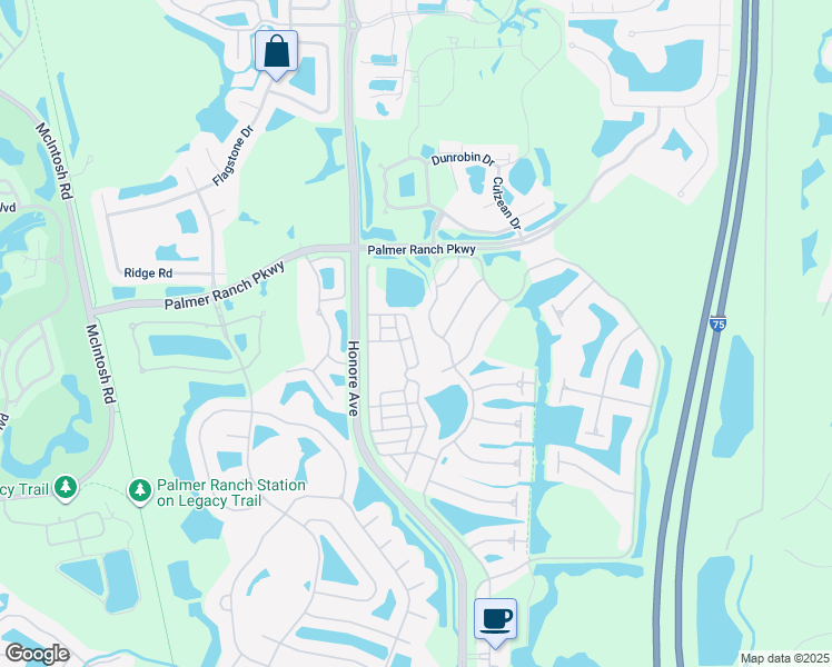 map of restaurants, bars, coffee shops, grocery stores, and more near 7636 Bergamo Avenue in Sarasota