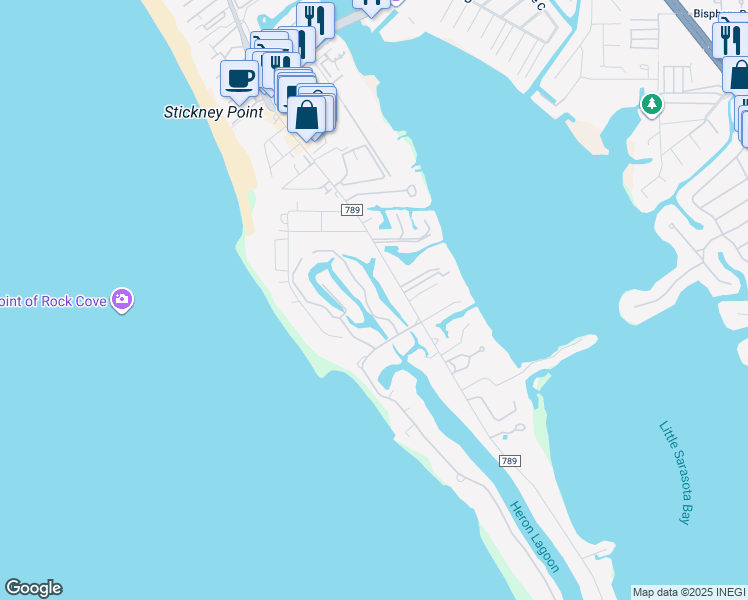 map of restaurants, bars, coffee shops, grocery stores, and more near 7337 Pine Needle Road in Sarasota