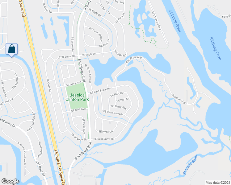 map of restaurants, bars, coffee shops, grocery stores, and more near 3302 Southeast Moss Place in Port St. Lucie