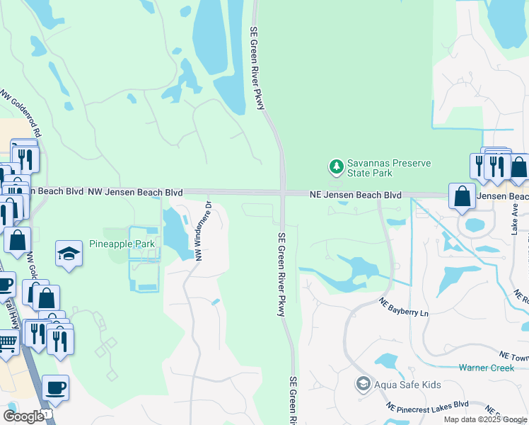 map of restaurants, bars, coffee shops, grocery stores, and more near Northwest Jensen Beach Boulevard in Jensen Beach