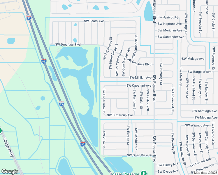 map of restaurants, bars, coffee shops, grocery stores, and more near 1882 Southwest Capehart Avenue in Port St. Lucie