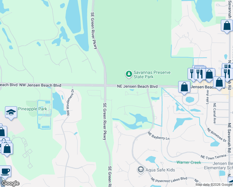 map of restaurants, bars, coffee shops, grocery stores, and more near 50 Northeast Jensen Beach Boulevard in Jensen Beach
