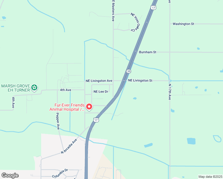map of restaurants, bars, coffee shops, grocery stores, and more near 3401 Northeast Masters Avenue in Arcadia