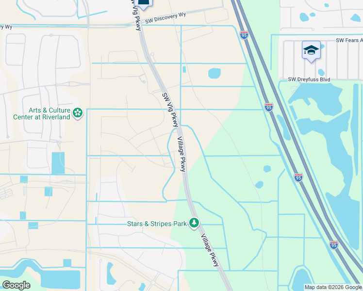 map of restaurants, bars, coffee shops, grocery stores, and more near 233 Village Parkway Drive in Port St. Lucie