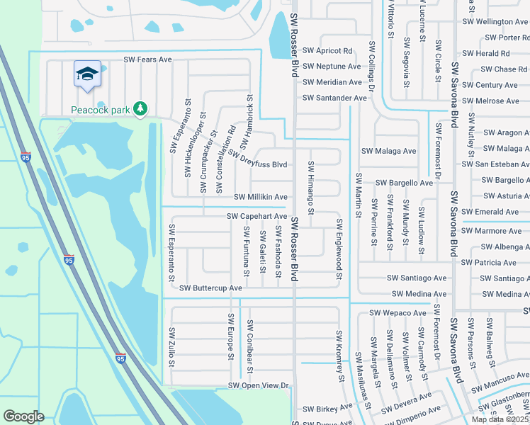 map of restaurants, bars, coffee shops, grocery stores, and more near 1749 Southwest Capehart Avenue in Port St. Lucie