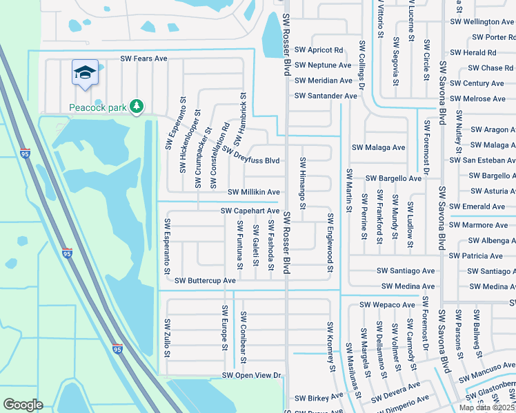 map of restaurants, bars, coffee shops, grocery stores, and more near 1749 Southwest Capehart Avenue in Port St. Lucie