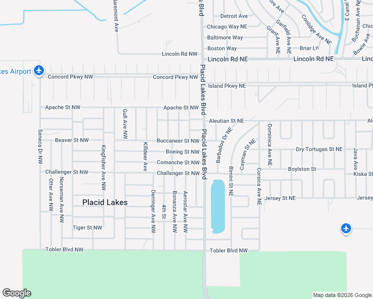 map of restaurants, bars, coffee shops, grocery stores, and more near 214 Buccaneer Street Northwest in Lake Placid