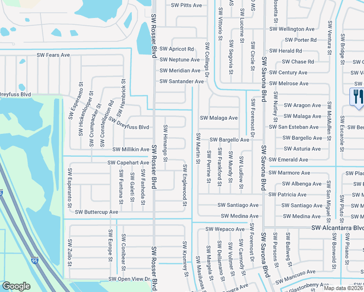 map of restaurants, bars, coffee shops, grocery stores, and more near 1662 Southwest Cefalu Circle in Port St. Lucie