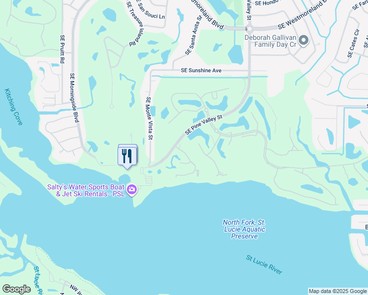 map of restaurants, bars, coffee shops, grocery stores, and more near 3307 Southeast Sandpiper Court in Port St. Lucie