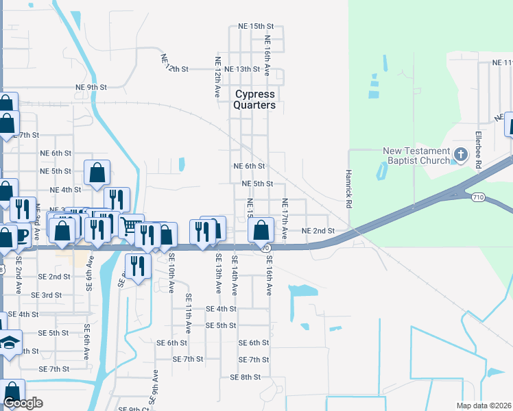 map of restaurants, bars, coffee shops, grocery stores, and more near 356 Northeast 16th Avenue in Okeechobee