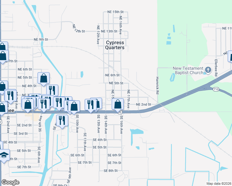 map of restaurants, bars, coffee shops, grocery stores, and more near 356 Northeast 16th Avenue in Okeechobee