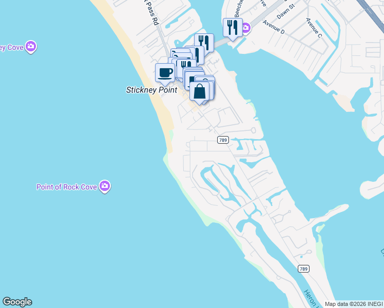 map of restaurants, bars, coffee shops, grocery stores, and more near 7102 Point of Rocks Circle in Sarasota